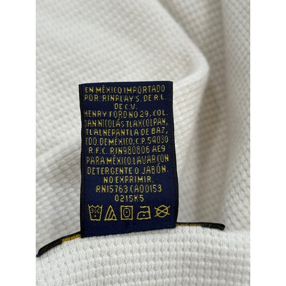 Polo Ralph Lauren Mens Thermal Shirt Long Sleeve V-Neck White Blue Logo Size M - Picture 4 of 6